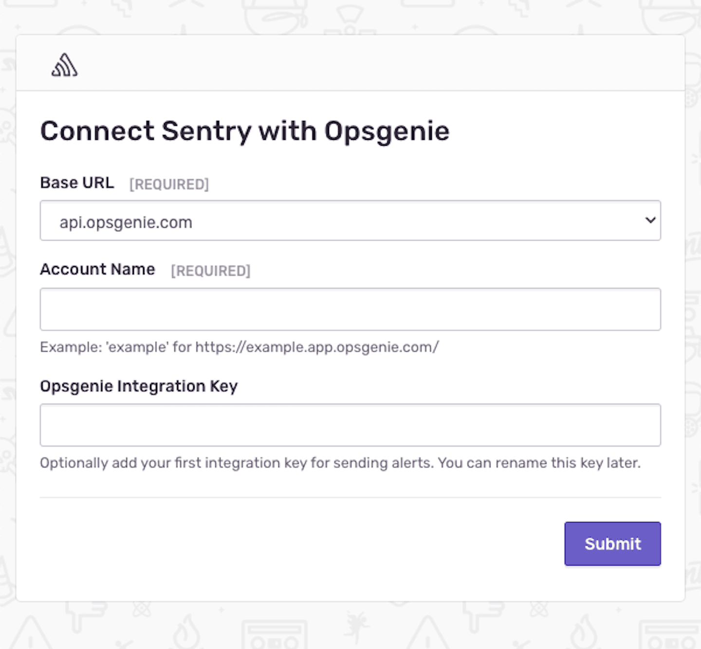 Opsgenie installation form